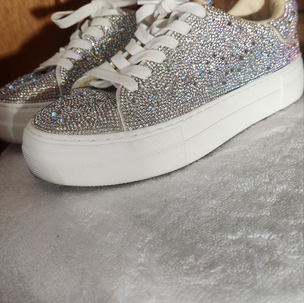 Betsy Johnson Gorgeous Rhinestone Sparkling Silver Womens Platform Whimsy Size 6 - Picture 11 of 16